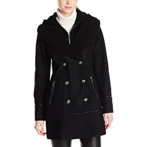 KENSIE Double Breasted Hoodie Peacoat Black Size XS - Picture 4 of 14